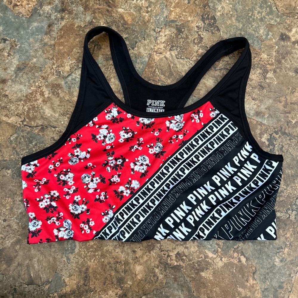 PINK Victoria's Secret Ultimate Wireless Sports Bra Womens Size Large Black